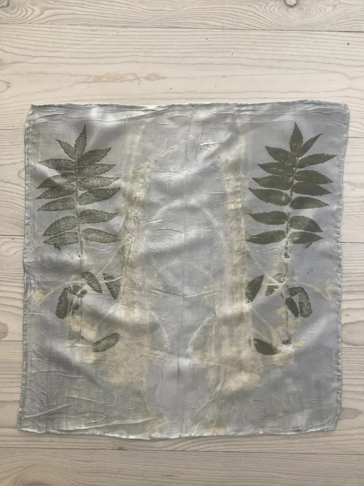 Fern eco-print on silk